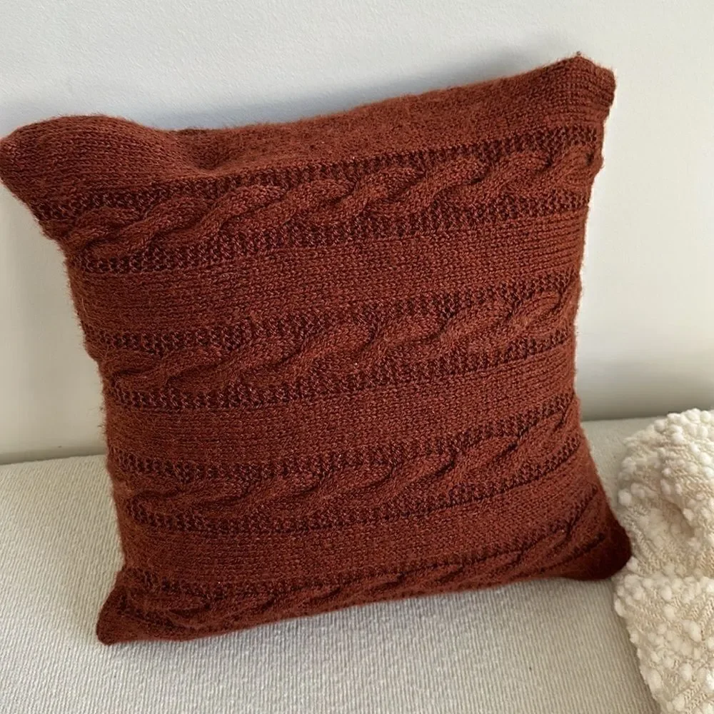 Chocolate Brown Cable-knit Pillow 16”x16”